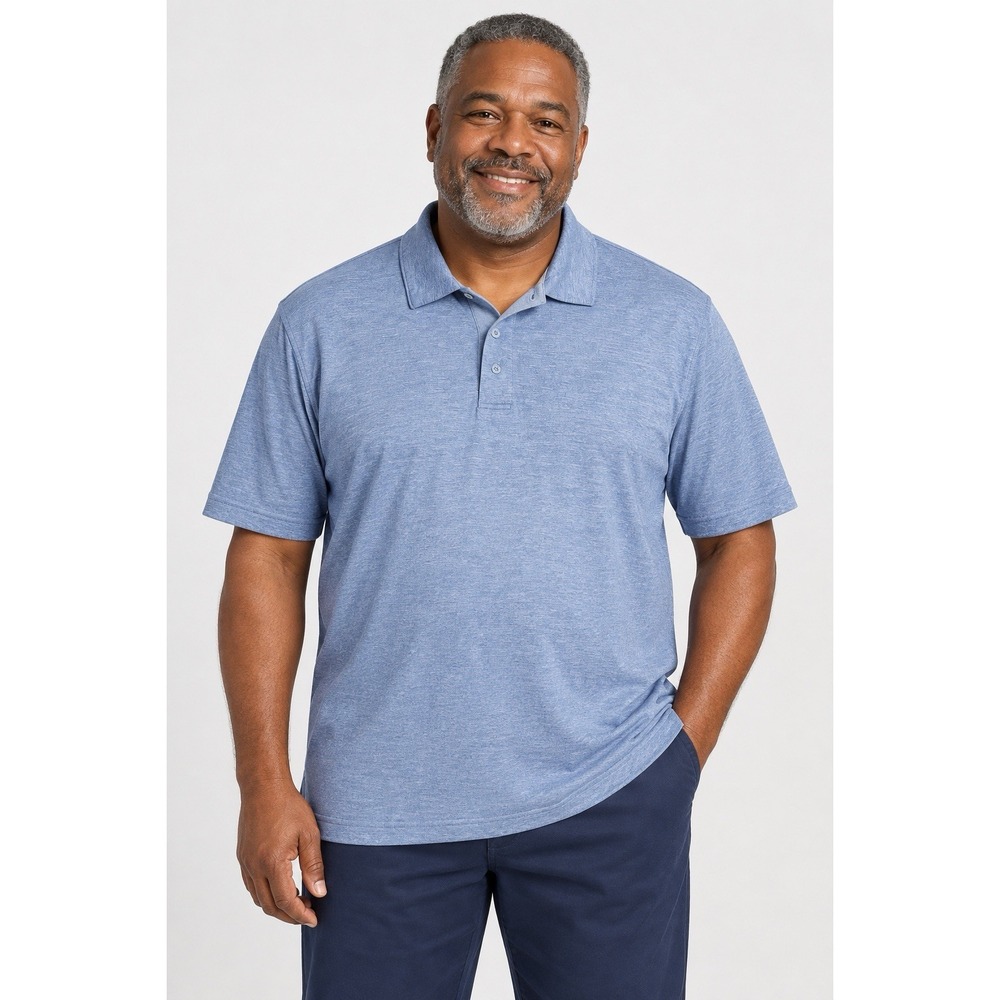 George Men's Polo Shirt Size L 42-44 Heather Blue Short Sleeve Casual Golf